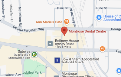 Map to Montrose Dental Centre in Abbotsford, BC